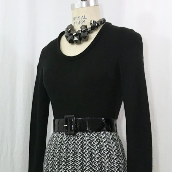 Vintage 70s Frank Usher Dress Black White Knit Dress - Picture 4 of 9